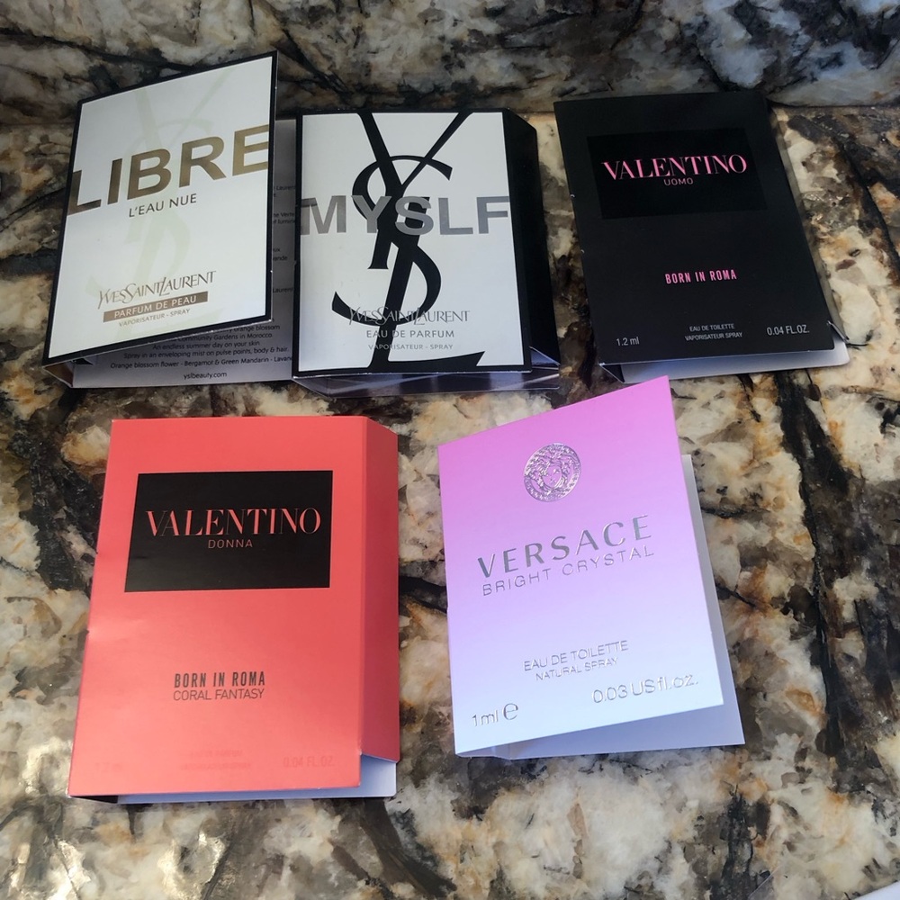 Set of 5 Mixed Designer Samples Vial Spray Card Bundle